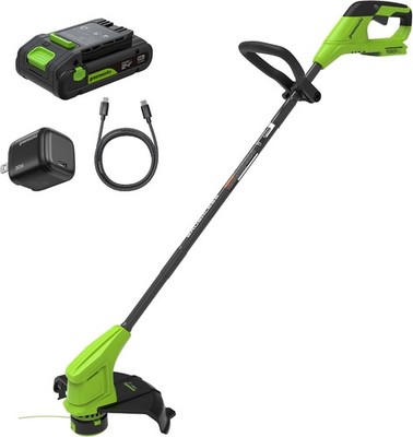 Greenworks 24V 12'' Brushless 2-in-1 String Trimmer Kit, Ultra Lightweight & Easy