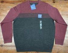 Croft and Barrow Crew Neck Sweater Men  s Sz Large Maroon  Gray Classic Comfort