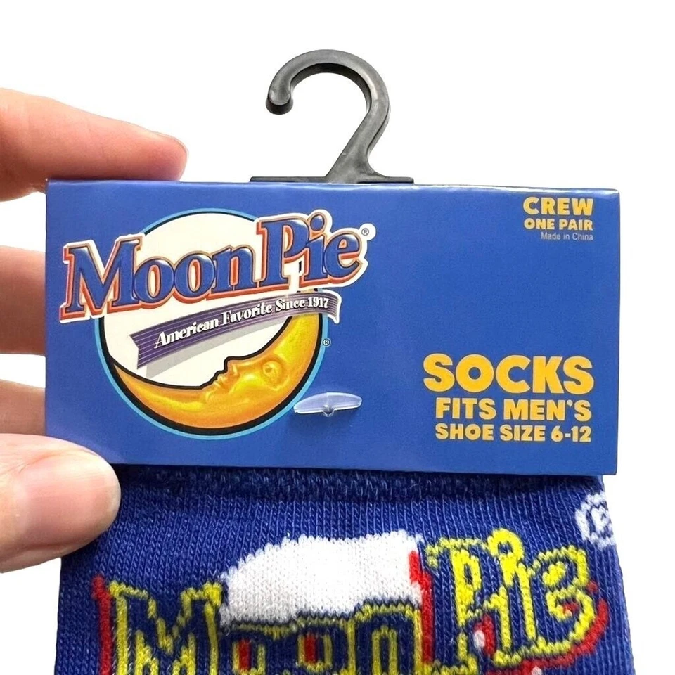 Calcetines Odd Sox Unisex Moon Pie Retro Novedad Crew Años 80 90 Azul Marrón Foto 2 de 4