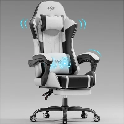HLONONE Gaming Stuhl mit Massagefunktion, Ergonomischer Gamer Stuhl mit Kopfstütze