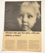 Measles Prevention Vintage Print Ad 1960s Child Health Merck Sharp & Dohme