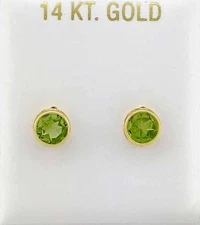 GENUINE 2.12 Cts PERIDOT STUD EARRING 14k GOLD - Free Certificate Appraisal -NWT
