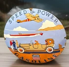 VINTAGE 12” UNION GASOLINE SPEED & POWER DOMED PORCELAIN ENAMEL METAL SIGN