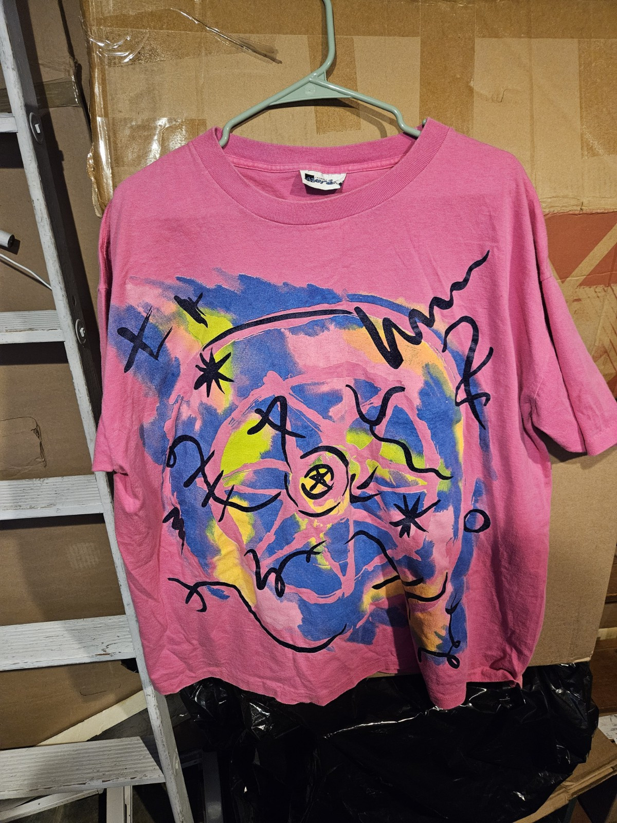 Jacques Moret Mens Art T-Shirt Size Large L Pink Vintage Single Stitch