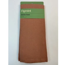 2 Pack Figmint Kitchen Towel Orange Brown 100% Cotton Waffle Weave 18x28 New