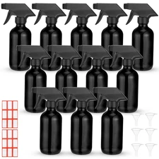 12 Pcs 8 Oz Glass Spray Bottles with Funnels and Labels Refillable Cosmetic Empt