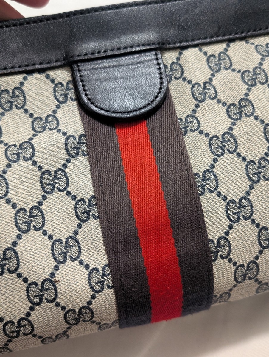 Vintage GUCCI Web GG Monogram Canvas Leather Travel Toiletry