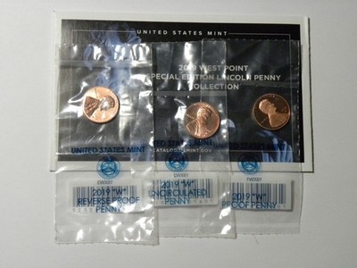 2019 W West Point 3 Coin Lincoln Set Proof, Reverse Proof & Uncirculated