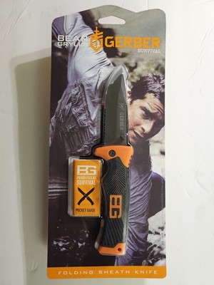 Gerber Bear Grylls Survival Folding Sheath Knife With Pocket Guide New Sealed