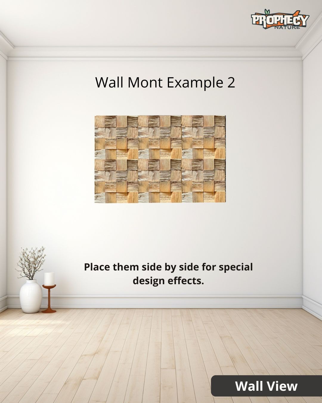12”x12” Solid Wood Wall Panel – Decorative 3D Wooden Art Panel – Ready to Mount 