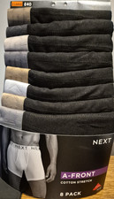 Next 8 Pack A Front Cotton Stretch Boxers Black  XL  39-41