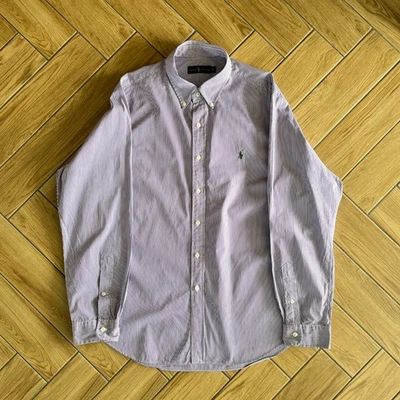 Ralph Lauren Herren Freizeithemd Casual Langarm gestreift Violett Weiß XL - Bild 1 von 4