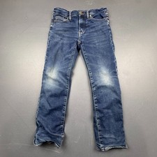 Crewcuts Slim Jeans Boys Size 10 Blue Fleece Lined Adjustable Waist Denim Faded