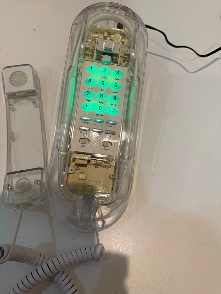 Vintage transparent clear acrylic trimline style desk purple neon telephone - Image 3 of 3