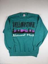Vtg 90s Mens Large Yellowstone National Park Sweatshirt Nature Blue