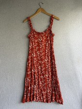 Lulus Dress Womens Medium Red Floral Garden Ruffle Date Cottagecore 