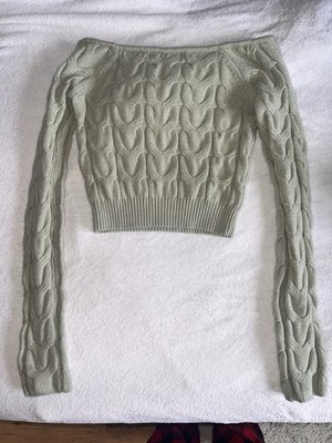 Schulterfreier Croped Pullover/Sweatshirt Hellgrün Gr. S Neu!!