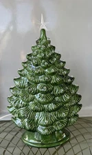 Vtg Ceramic Christmas Tree Slim Flat Mantel Window Sill Byron Molds 14”