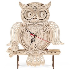 Wooden 3D Puzzles for Adults Model kit Owl Clock - Mechanical Model Building Kit