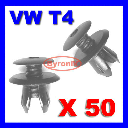 VW T4 T5 TRANSPORTER INTERIOR TRIM PANEL CLIPS X 50 BLACK PLASTIC - Picture 1 of 1