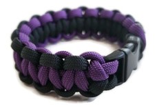 Paracord Bracelet 550 Two-Tone Black/Acid Purple Survival Tactical 3/8" Buckle