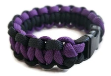 Paracord Bracelet 550 Two-Tone Black/Acid Purple Survival Tactical 3/8" Buckle 