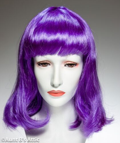 Peluca violeta hasta el hombro cabello sintético Mardi Gras Cos Play Disfraz Peluca - Imagen 1 de 2