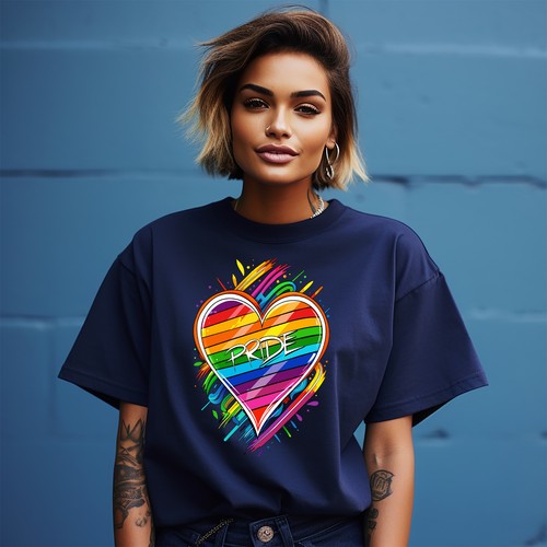 Pride_44 t-shirt - Wear Your Colors with Pride! Rainbow Heart Design, Funny and - Picture 8 of 46
