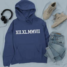Personalised Custom Roman Numerals Hoodie Matching Birthday Fun Party Gifts
