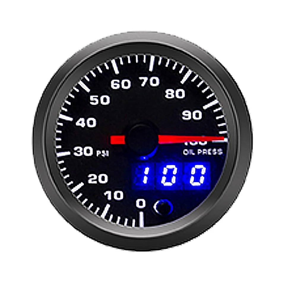 2" 52mm Digital Pointer 7 Color LED Oil Pressure 0-100 Psi Gauge with Sensor - Image 4 of 4