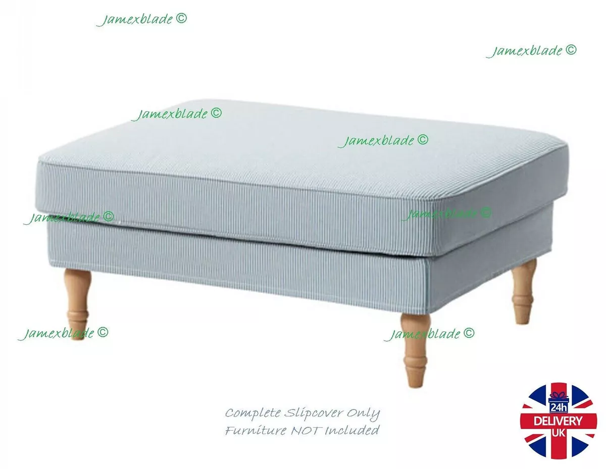 STOCKSUND Footstool Cover Remvallen Blue White 803.202.67 IKEA