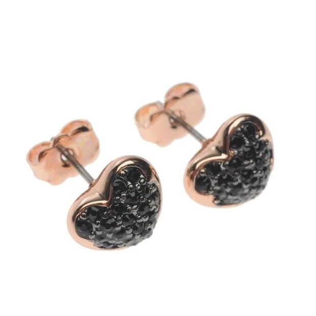 Par de pendientes Guess Heart Shelter oro rosa negro para mujer NUEVO en caja Foto 2 de 2