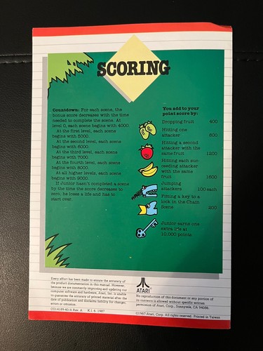 DONKEY KONG 1983 and DONKEY KONG JUNIOR 1987 Atari 2600 Manuals Nintendo - Picture 7 of 7