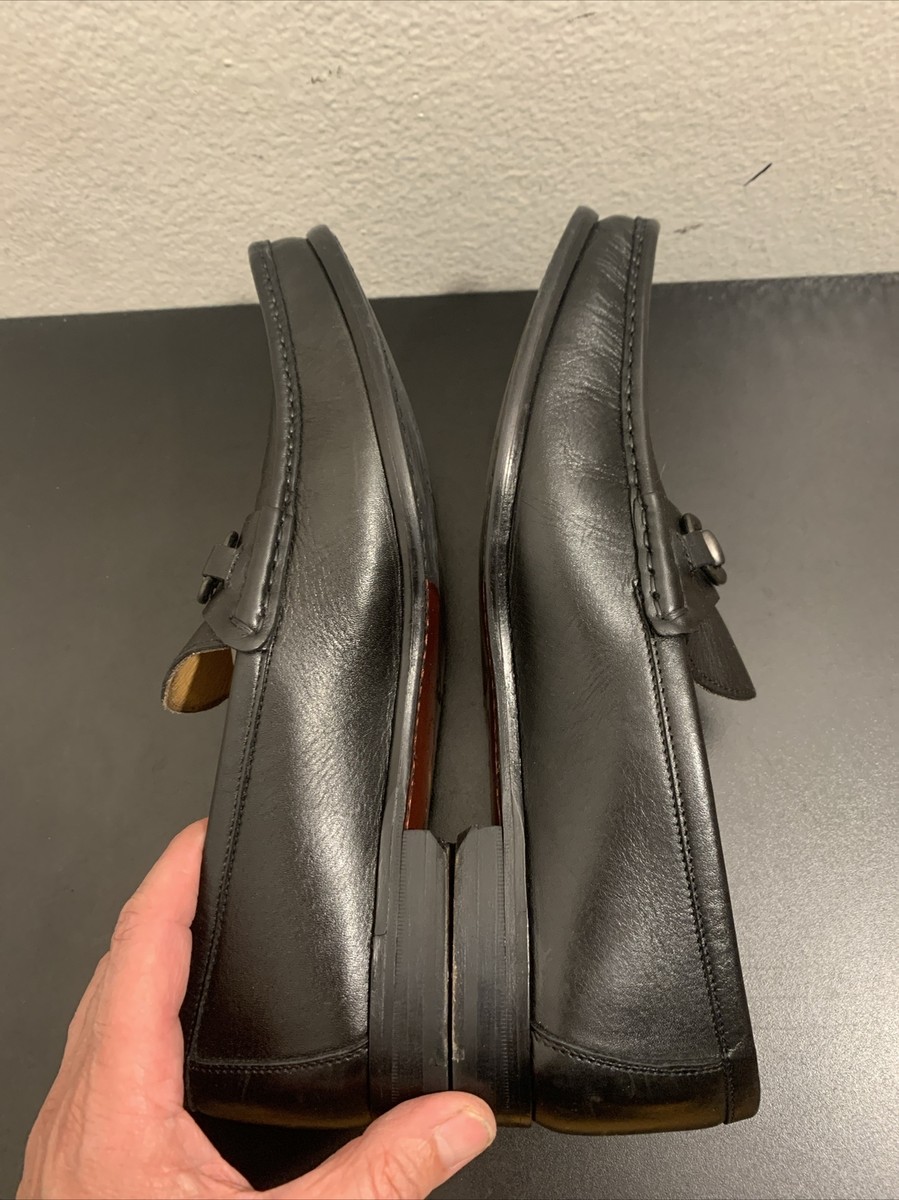 Massimo Matteo Black Leather Moc Toe Slip On Horsebit  display picture 1