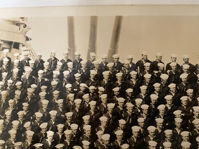 WW2 USN U.S. Navy Battleship Crew Panoramic Photo, 45.5