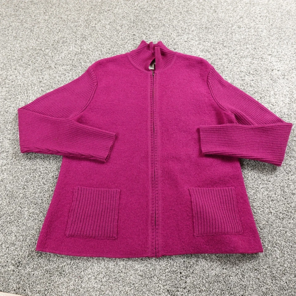 Chaqueta Appleseeds Mujer M Rosa Hervida Lana Cepillada Tejido Cremallera Cárdigan Suéter Foto 3 de 4