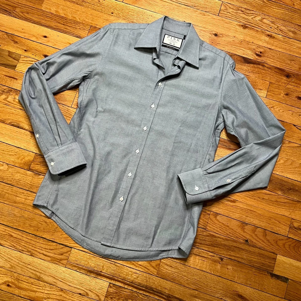 Thomas Pink Mens The Independent Button Down Shirt Slim Fit Size Small - Grey - Image 2 of 4