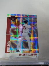 2008 Topps Co-Signers Hyper Plaid Red Refractor Jake Peavy (#/100)
