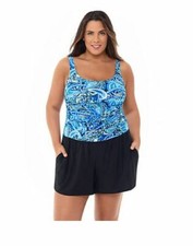 WOMENS SIZE 2XL SLIM SWIM WOMEN'S PLUS SIZE SWIMWEAR SWIMSUIT BOHO SHORT NWT