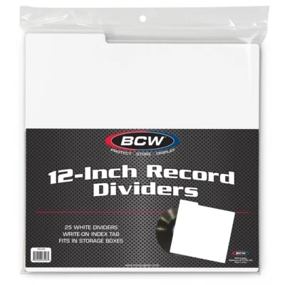 Pack of 25 BCW Tabbed White 33RPM LP Vinyl Record Album Dividers