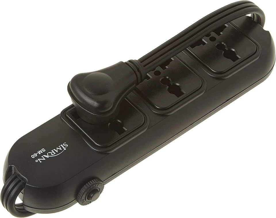 Simran 110-220 Volt Surge Protector 3 Outlet Universal Power Strip Worldwide Use - Image 2 of 4