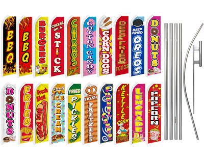 Fair Food Advertising Swooper Flutter Feather Flag Kit BBQ Hot Dogs Lemonade