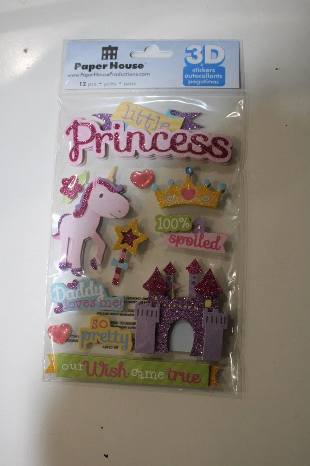 纸屋 3D 小公主贴纸皇冠城堡短语剪贴簿工艺品 — 第 2/4 张图片