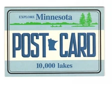 Greetings from Minnesota License Plate Postcard Unposted