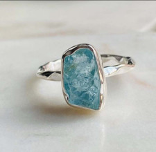 Raw Aquamarine Ring 925 Silver Ring Handmade Ring Gemstone Ring All Size MO62