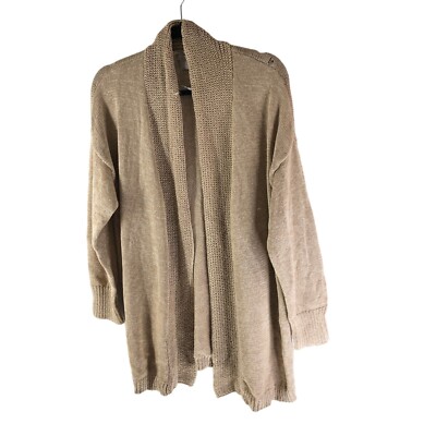 Chicos Womens Open Front Cardigan Sweater Beige Size L (Chicos size 2) 