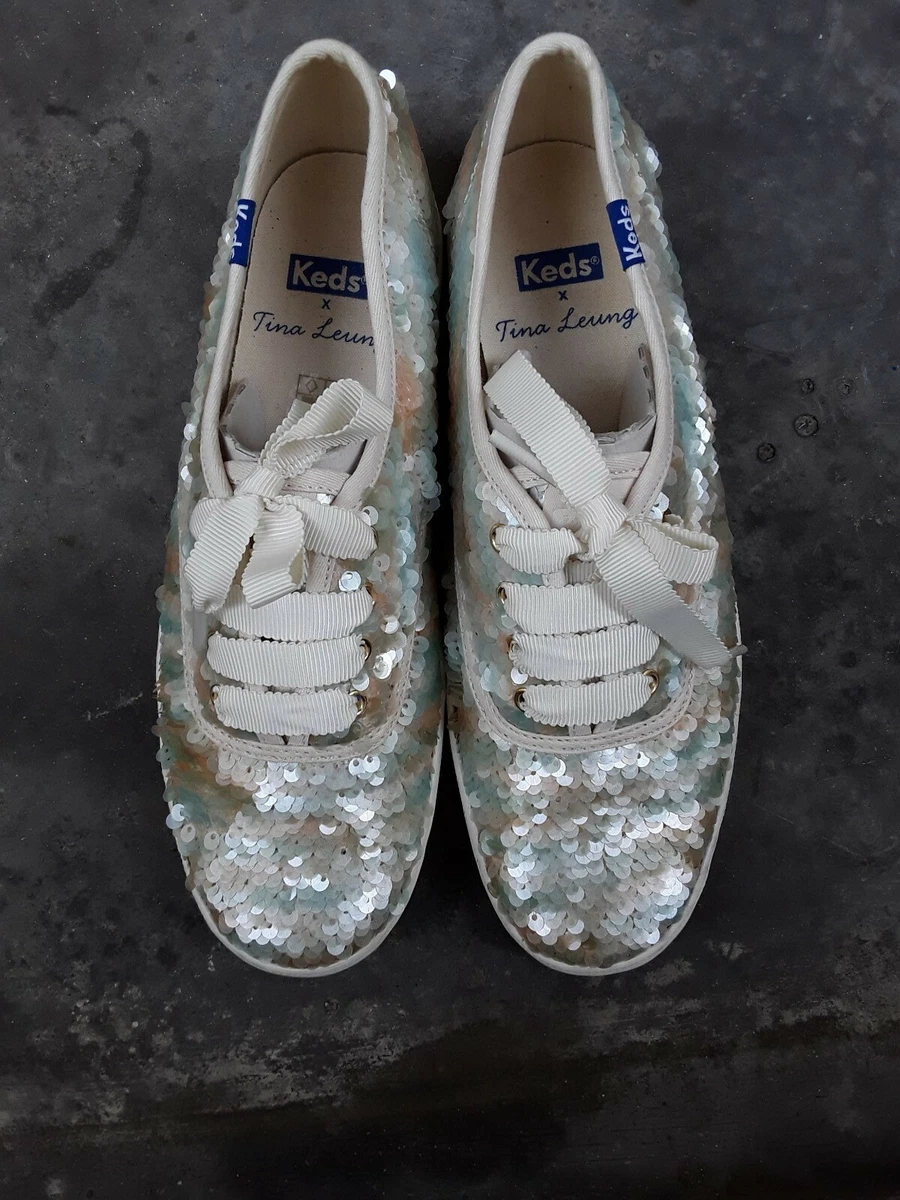 Keds white cheap glitter shoes