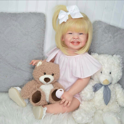 28'' Already Painted Reborn Baby Doll Toddler Girl Rooted Short Hair Handmade Toy