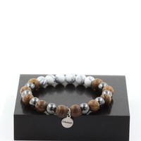 Armband Perlen Howlite + HäMatit + Holz 8 Mm. Hergestellt In Frankreich.