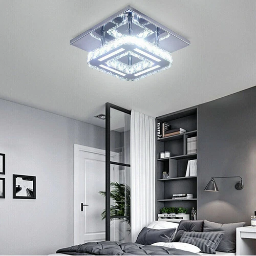 Crystal Ceiling Light LED Lamp Light Room Chandelier Living Pendant LED Square - Picture 5 of 14